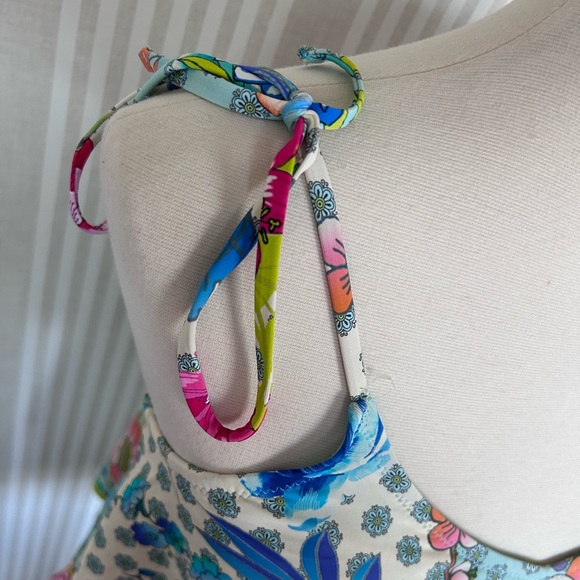 Johnny Was DREAMER Tankini Swim Top Size Small Colorful Floral Adjustable - Picture 5 of 8